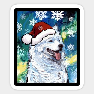 Samoyed Santa Sticker